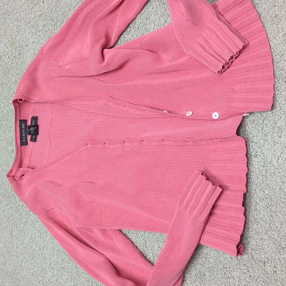 Harold's Coral Ribbed Cardigan